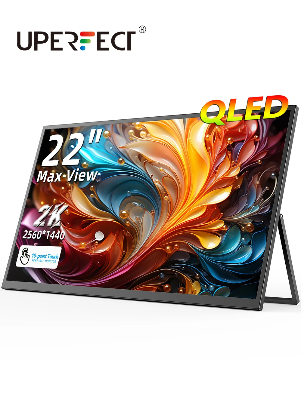 

UPERFECT QLED Computer Display 22" Monitor 2K 1440P 100% Adobe RGB 10Point Touch Screen With Stand For Laptop PC Mac Phone Game
