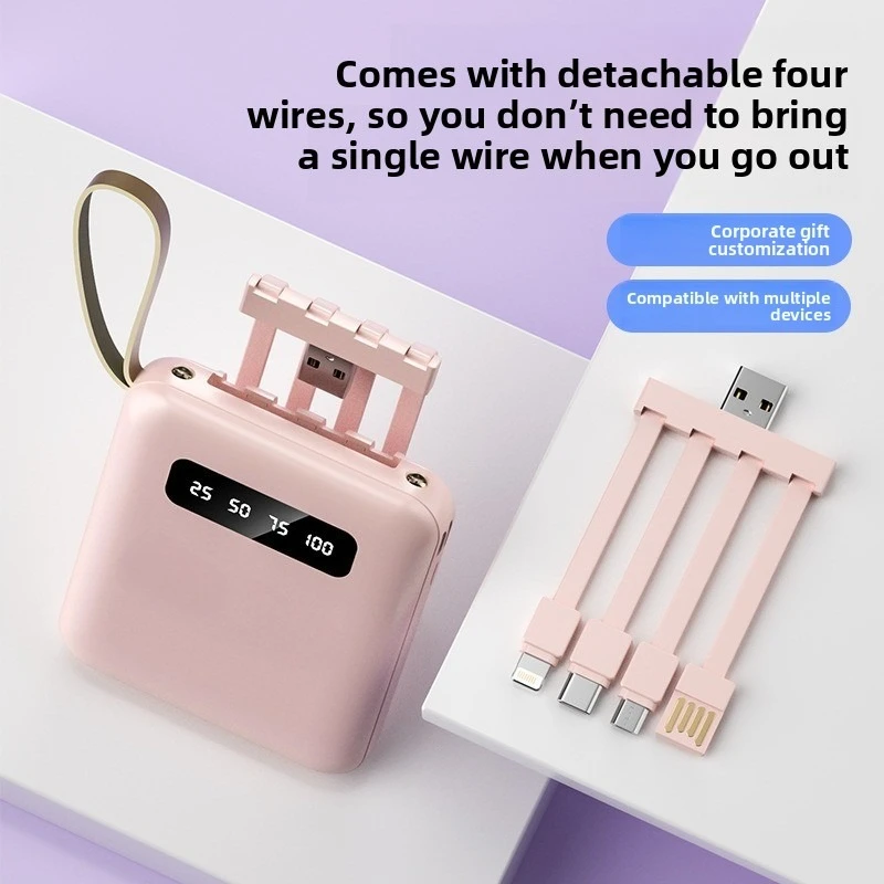 

for iPhone for Samsung Powerbank 20000mAh Portable Power Bank With Cable LED Digital External Battery Pack