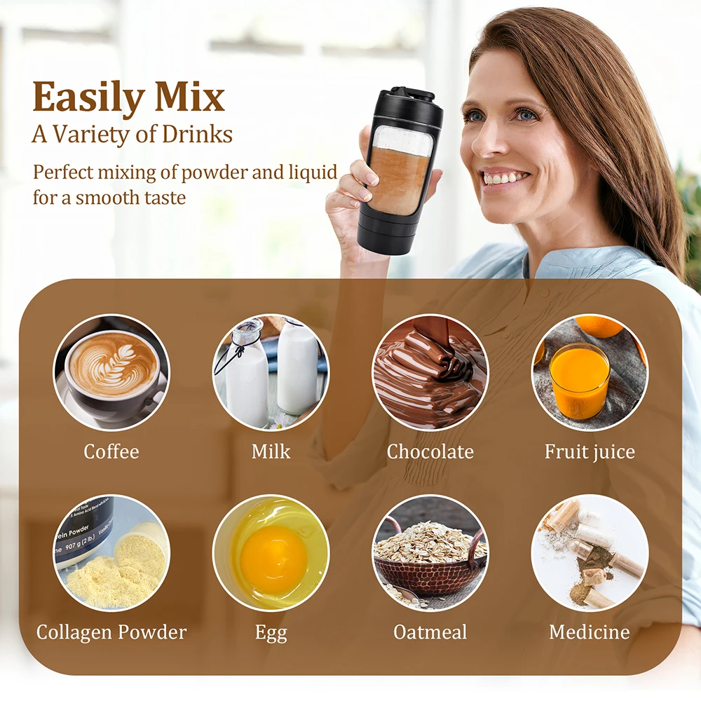 630ml Electric Protein Shaker Bottle and Portable Automatic Blender