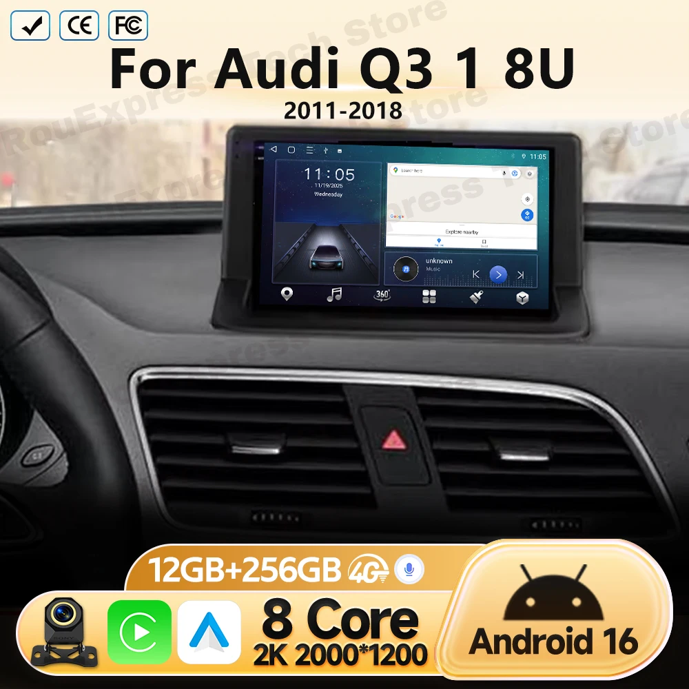 Car Radio For Audi Q3 1 8U 2011 2012 2013 2014-2018 Android 16 GPS Navigation Multimedia Video Player 4G Head Unit No DVD 2 Din