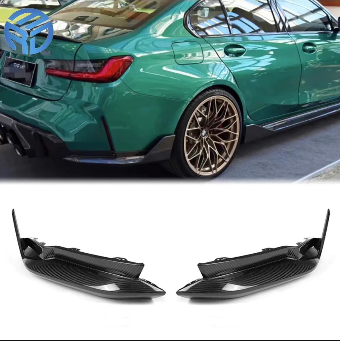 

for B-M-W G80 G82 2021+ Replace Rear Bumper Splitters Real Dry Carbon Fiber Back Bumper Corner Protector Rear Extension Pieces