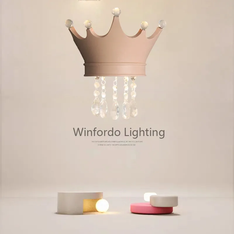 

2023 Modern LED Imperial Crown Wall Lamp Childrens Room Bedside Crystal Wall Lamp Style Creative Living Room Moe Lighting