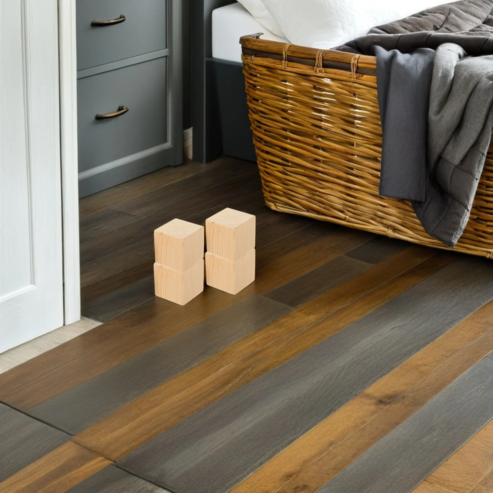 

4pcs Wooden Bed Risers Heavy Duty Furniture Lifters For Bed Couch Desk Chair Elevated Storage Holder No Tool Installation