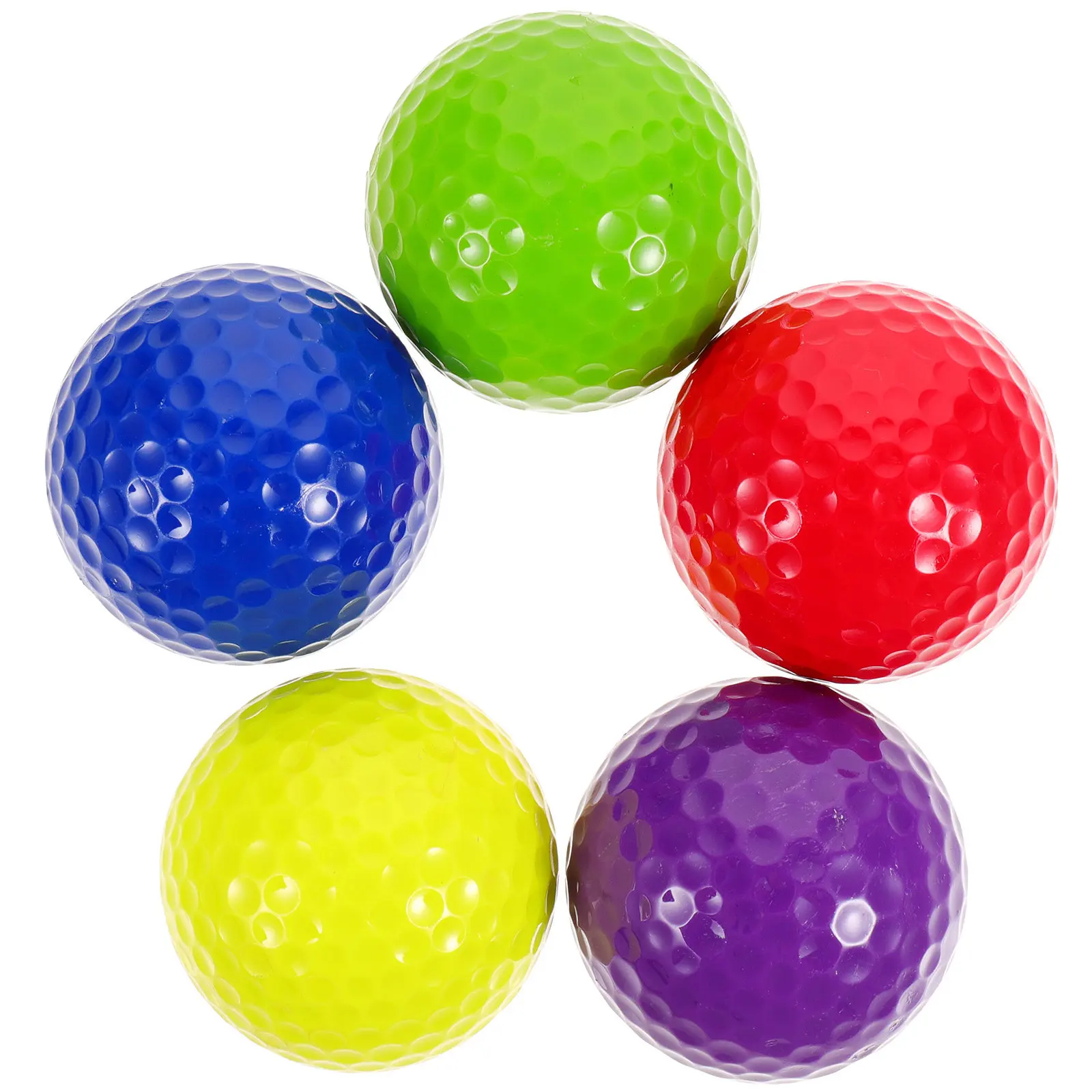 5 Pcs Plastic Practice Golf Balls Color Professional Double-layer Indoor Golfing Training