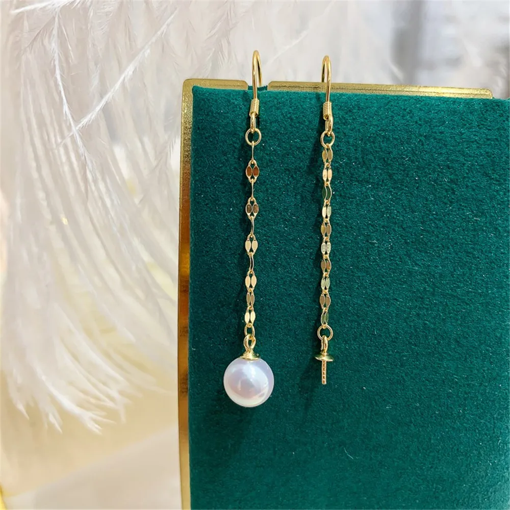 DIY Pearl Accessories S925 Pure Silver Earring Nail Empty Holder K Gold Silver Earring Holder Fit 7-10mm Round Oval Beads E021