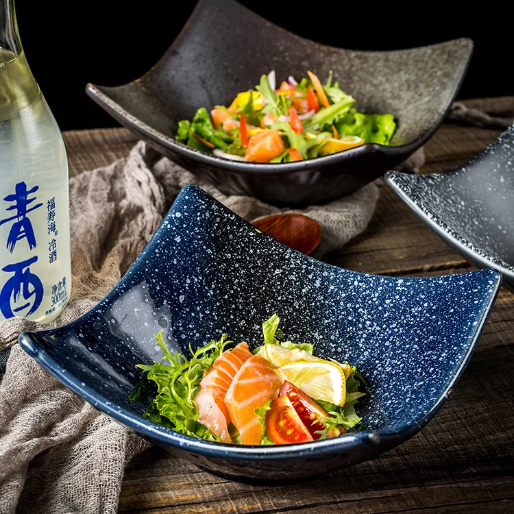 IrregularShape Ceramic Bowl, Salad & Dessert Bowl, Japanese Style Snack & Appetizer Dish, Minimalist Multi-Purpose Serving Bow