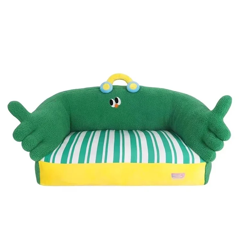 Green lush pet bed spring cat litter four seasons general dog litter teddy bear small dog warm sofa