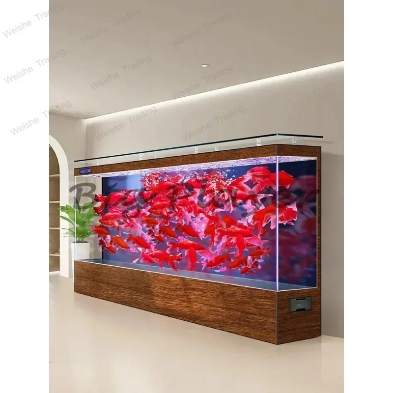 

New Ecological Fish Tank Living Room Large Ultra-white Glass Water-free Integrated Aquarium