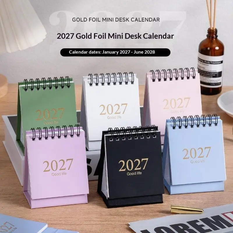 2027 Morandi Color 18‑Month Desktop Calendar Mini Desk Planner Memo Message Ornament Office Student Daily Use Supplies