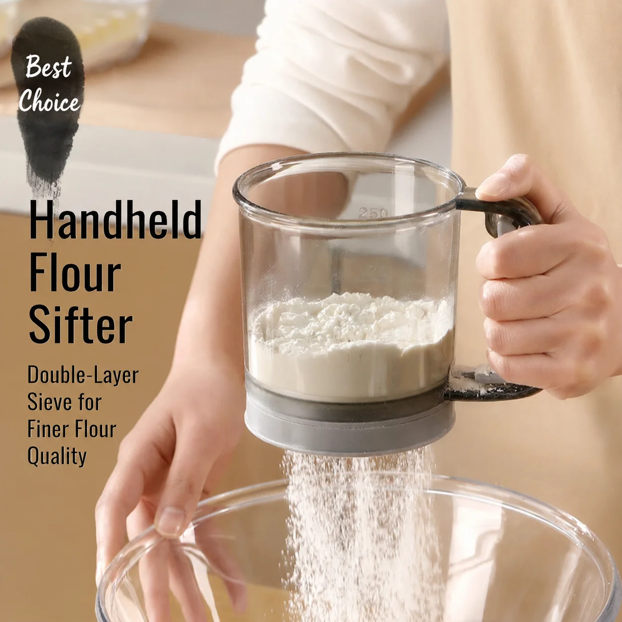 Popular semi-automatic handheld flour sifter  home-use flour filter mesh sifter  baking powder shaker sieve