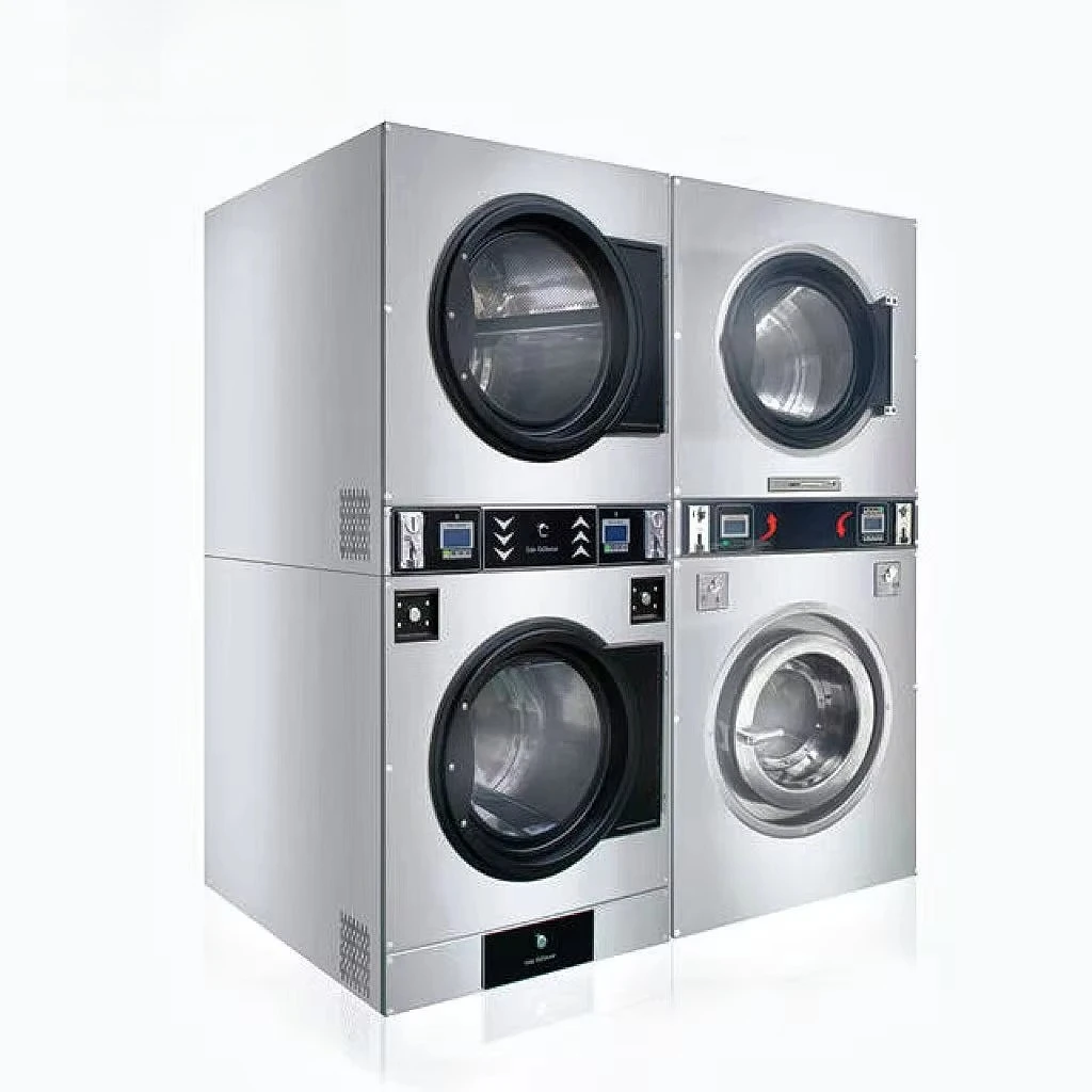 Commercial Stack Washer Dryer 16kg 22kg for Laundry Shop/laundromat/hotel/hospital Coin/opl Operated