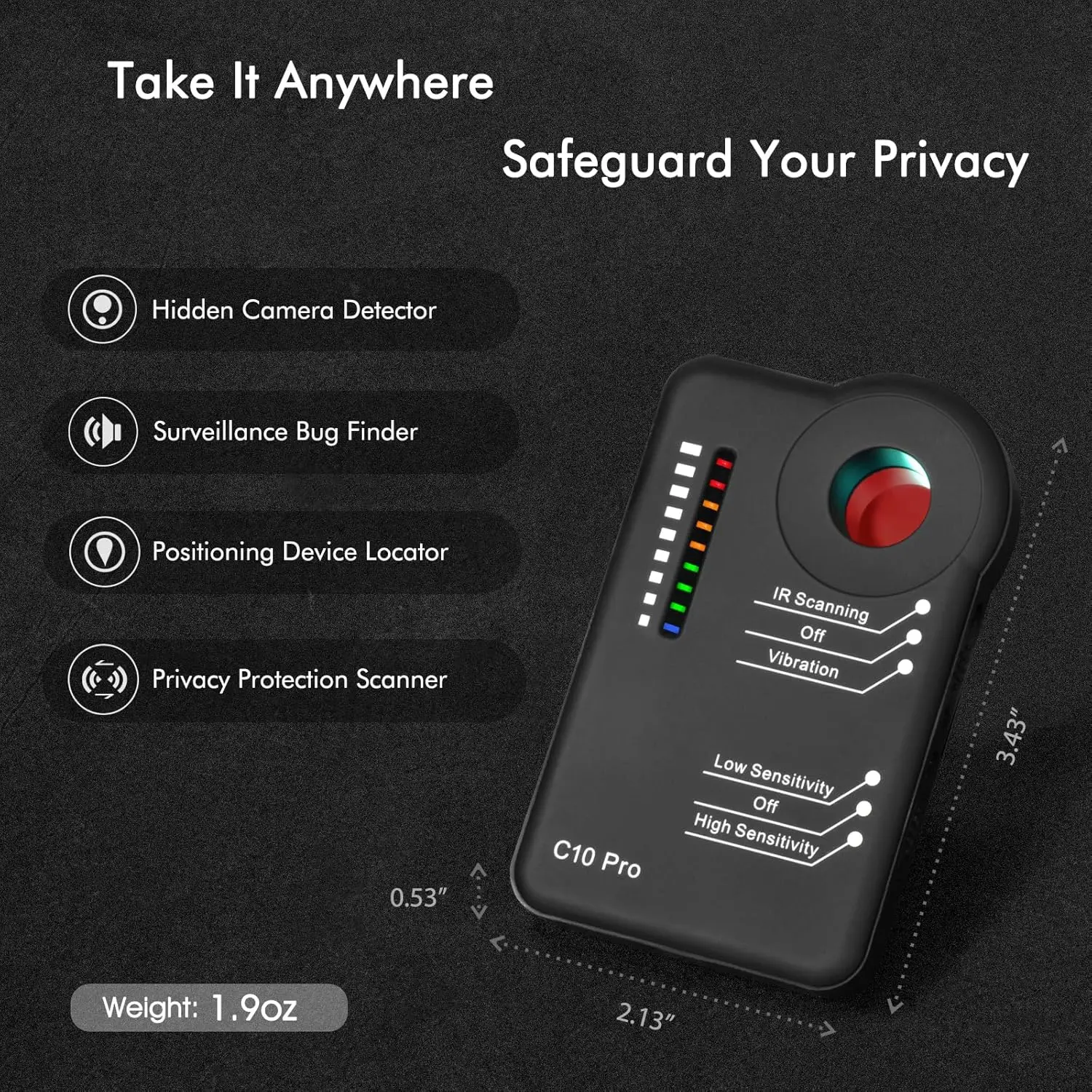 Kamera Detektor Bug RF Signal Finder GPS Tracker Scanner Abhörgerät Anti-Candid Anti-Abhören Tragbare für Hotel