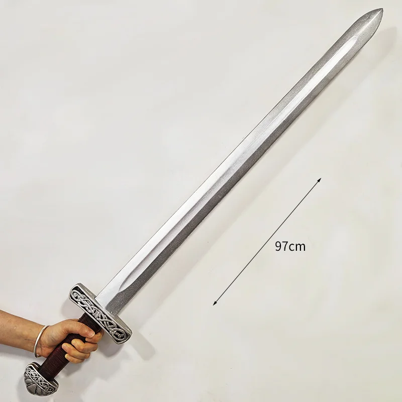 Medieval Silver Knight Sword Ancient Roman Classic PU Rubber Cosplay Sword Unsharpened Outdoor Toy Role-playing Props