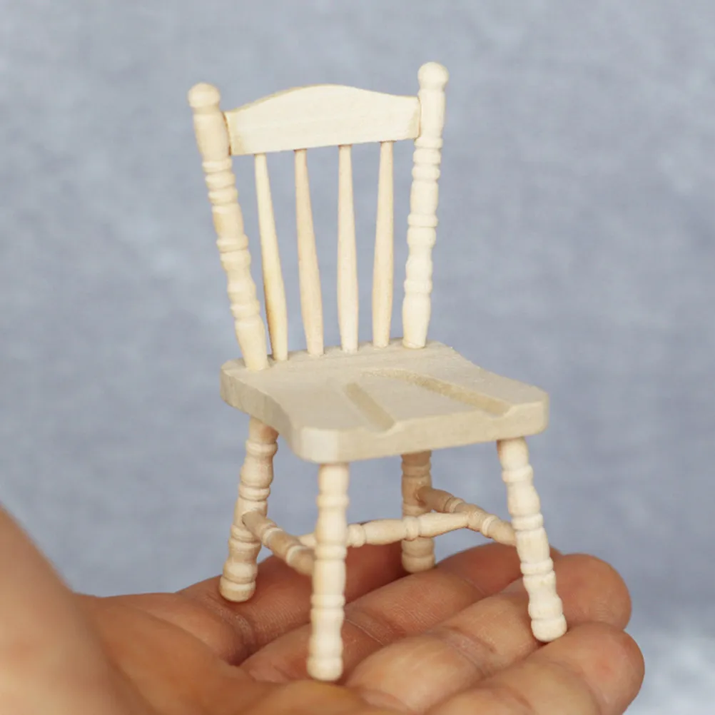 

Wooden Chair Simple Design Perfect for Mini House Study Room Decoration Photography Props Miniature Furniture