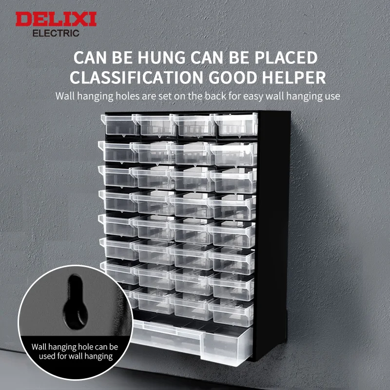 DELIXI ELECTRIC 33 Compartment Tool Storage Box Large Capacity Parts Storage Toolbox Hanging Drawer Style Storage Cabinet