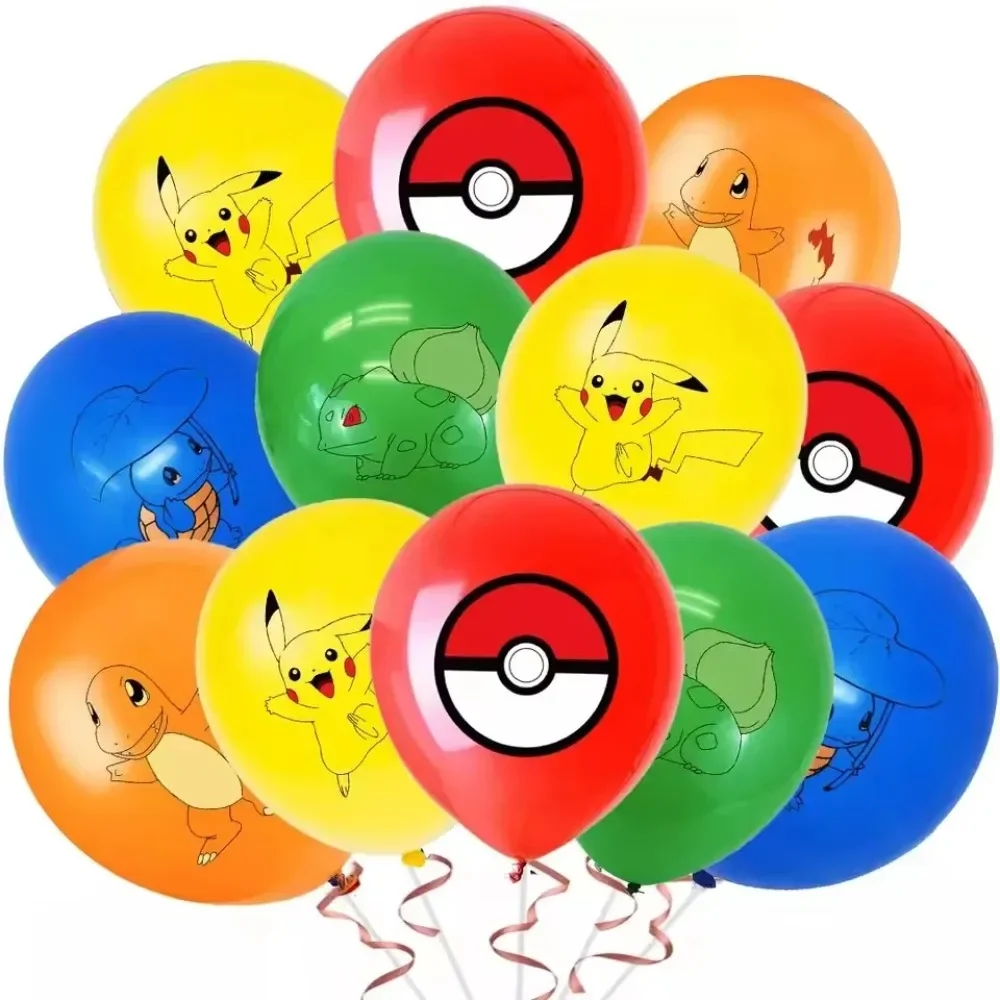 10Pcs Pokémon Printed Latex Balloons Cute Cartoon Pattern Birthday Party Supplies Kids Party Favors for Home Party Decor