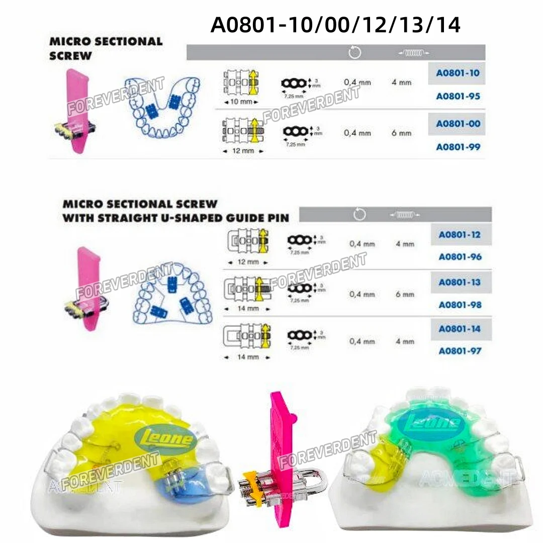 1 sztuka dentystyczna mikro śruba segmentowa z prostą kołkiem prowadznym w kształcie litery U górne dolne Leone ortodontyczne śruby rozprężne A0801