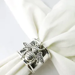 Free Shipping 4 PCS Metal Bee  With Metal  Napkin Ring For Wedding
