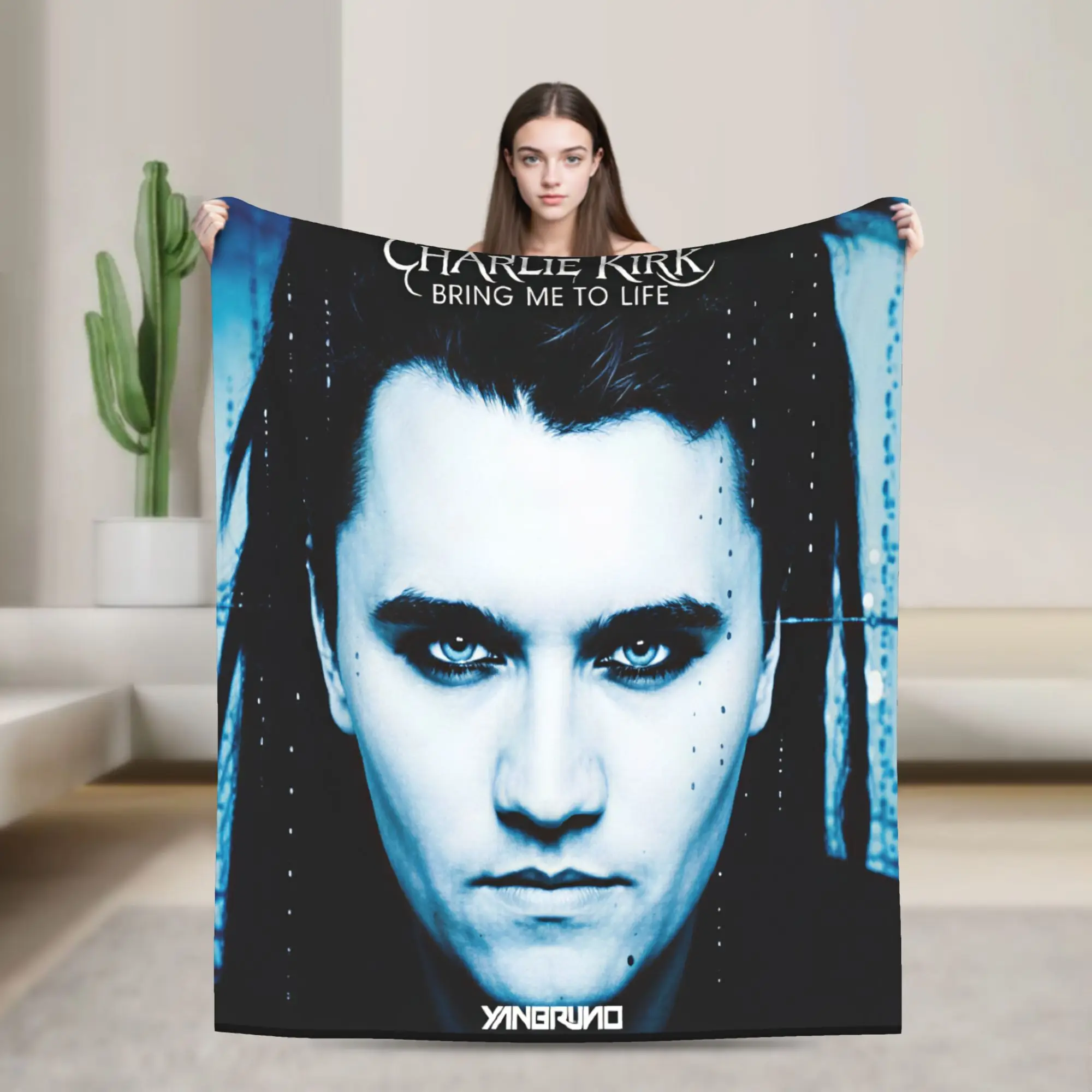 Cozy Blankets Travel Charlie Kirk Bring Me To Life Gothic Meme Throw Blanket Print  Bedspread For Living Room