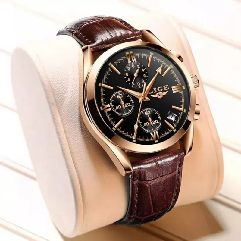 Montre à quartz militaire de luxe pour hommes, cuir de qualité supérieure, étanche, chronographe de sport, horloge, montres pour hommes, nouvelle mode, marque supérieure