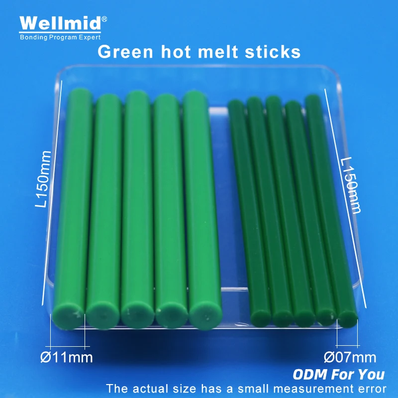 Green Hot Melt Glue EVA Stick DIY Artworks Decorations Toys bonding colored drawing or stereoscopic drawings 7mm×150mm 11×150mm