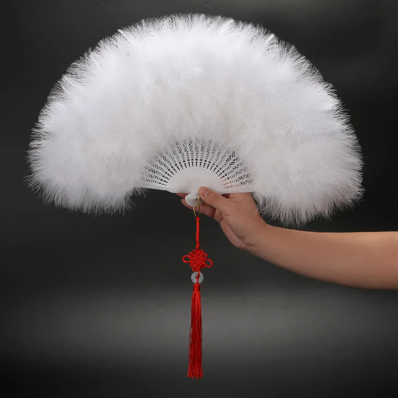 Folding Feather Fan Handheld Fairy Fan Fairy Girl Dance Wedding Party Decoration for New Year Birthday Gift Supplies