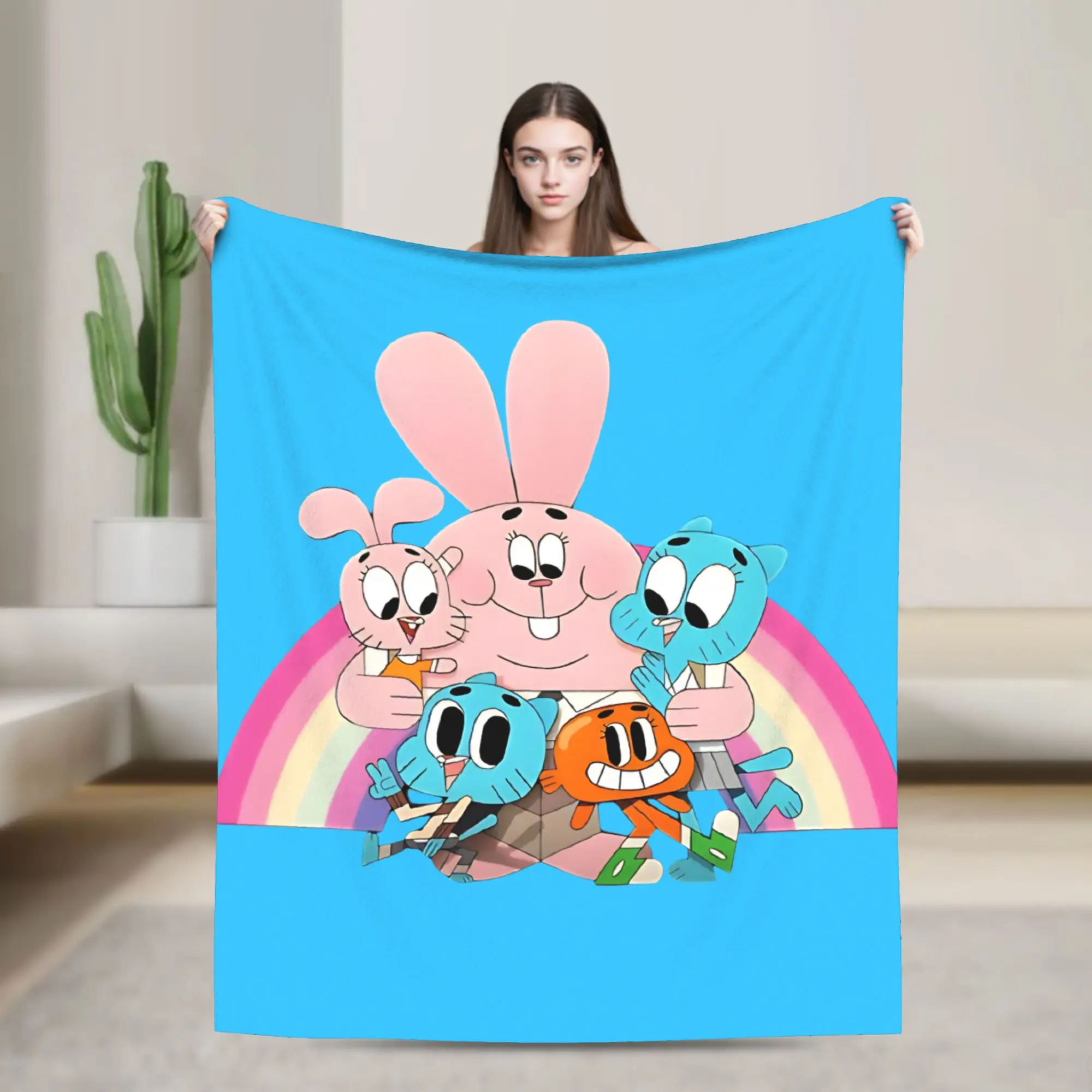 Cartoon Comedy Gumballs Movie  Knitted Blankets Fleece  Lightweight Thin Throw Blanket for Airplane Travel Bedspread