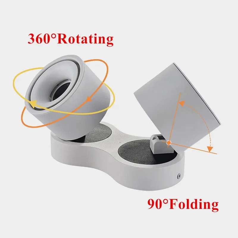 나노 접이식 회전 LED 다운라이트 표면 장착 눈부심 방지 COB 천장 램프, 스포트라이트 110-240V