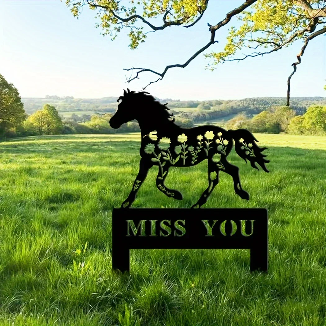 1 Juego de letrero de estaca conmemorativo de caballo, marcadores de tumba, letrero de Metal con estaca, regalo para amantes de los caballos, letrero de simpatía, estaca de recuerdo, Ranch