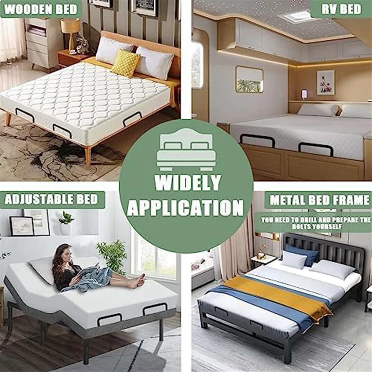 A44T2Pcs سدادة منزلق للمرتبة، قضيب تثبيت المراتب المعدنية للأسرّة القابلة للتعديل، يحافظ على المرتبة من الانزلاق #1