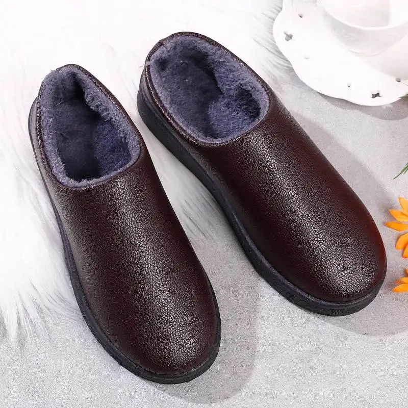 

Мужские домашние тапочки из хлопка с нескользящей подошвой из ПУ, теплые зимние, для отдыха и повседневной носки