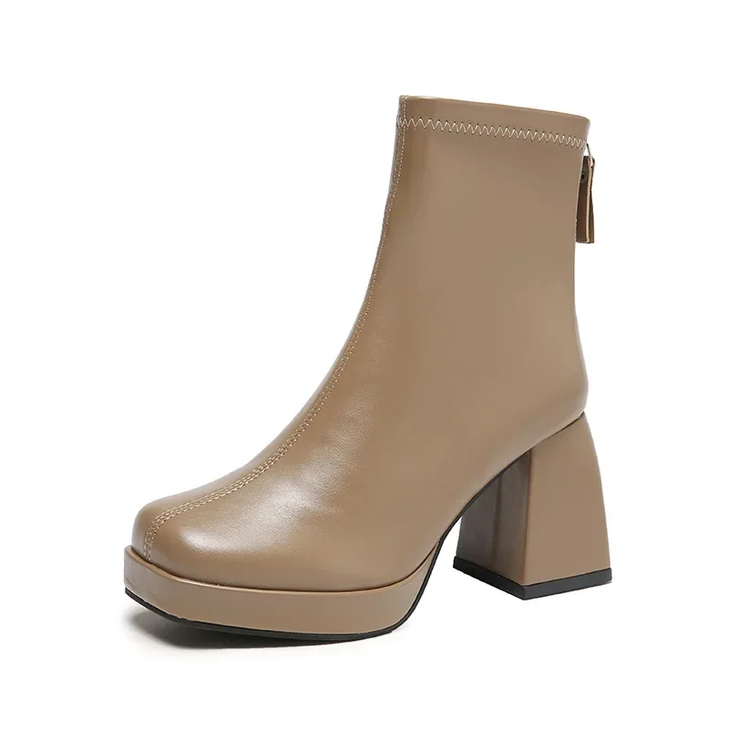 Buty damskie modne Chelsea Boots z tyłu na zamek jesienne buty na wysokim obcasie damskie modne buty do sprzedaży designerskie botki 2024