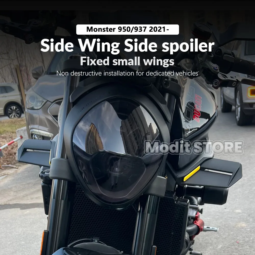 For Ducati Monster 950 MONSTER 937 2021-2025 Motorcycles Side Winglet Signal light  Front Spoiler Wing Fairing Fixed Side Wing