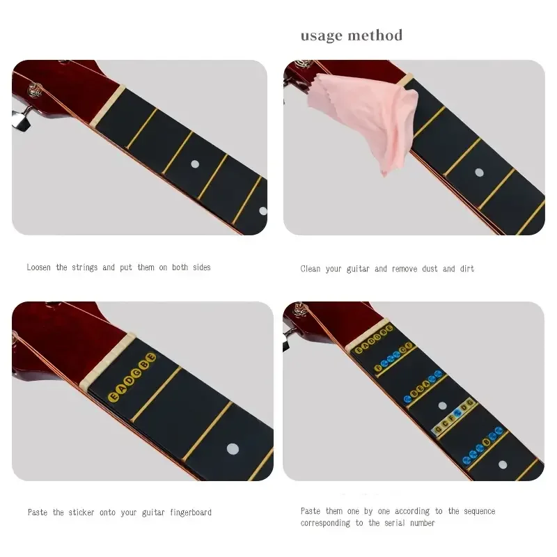 1Pcs Guitar Fretboard Scale Sticker Fingerboard Note Label Fret Stickers Beginners Guitar Training Sticker Learning Tone Marker