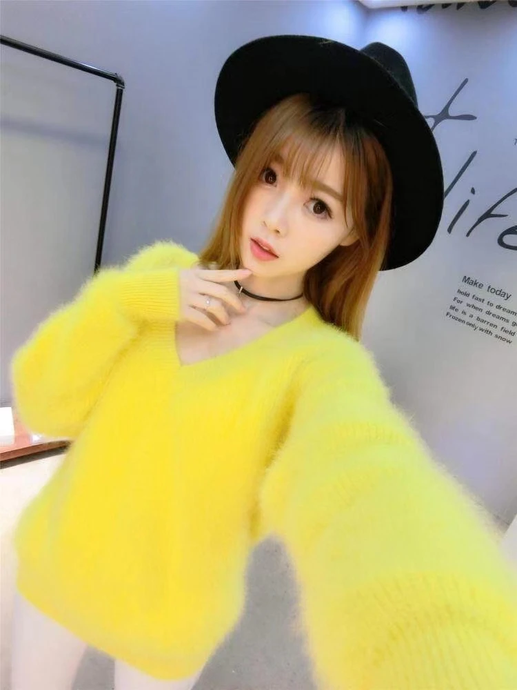 Faionable Waterproof Mink Knitted Sweater Women's Autumn Winter New Arrival Warm Student Sle Versatile Top Trendy Commute...