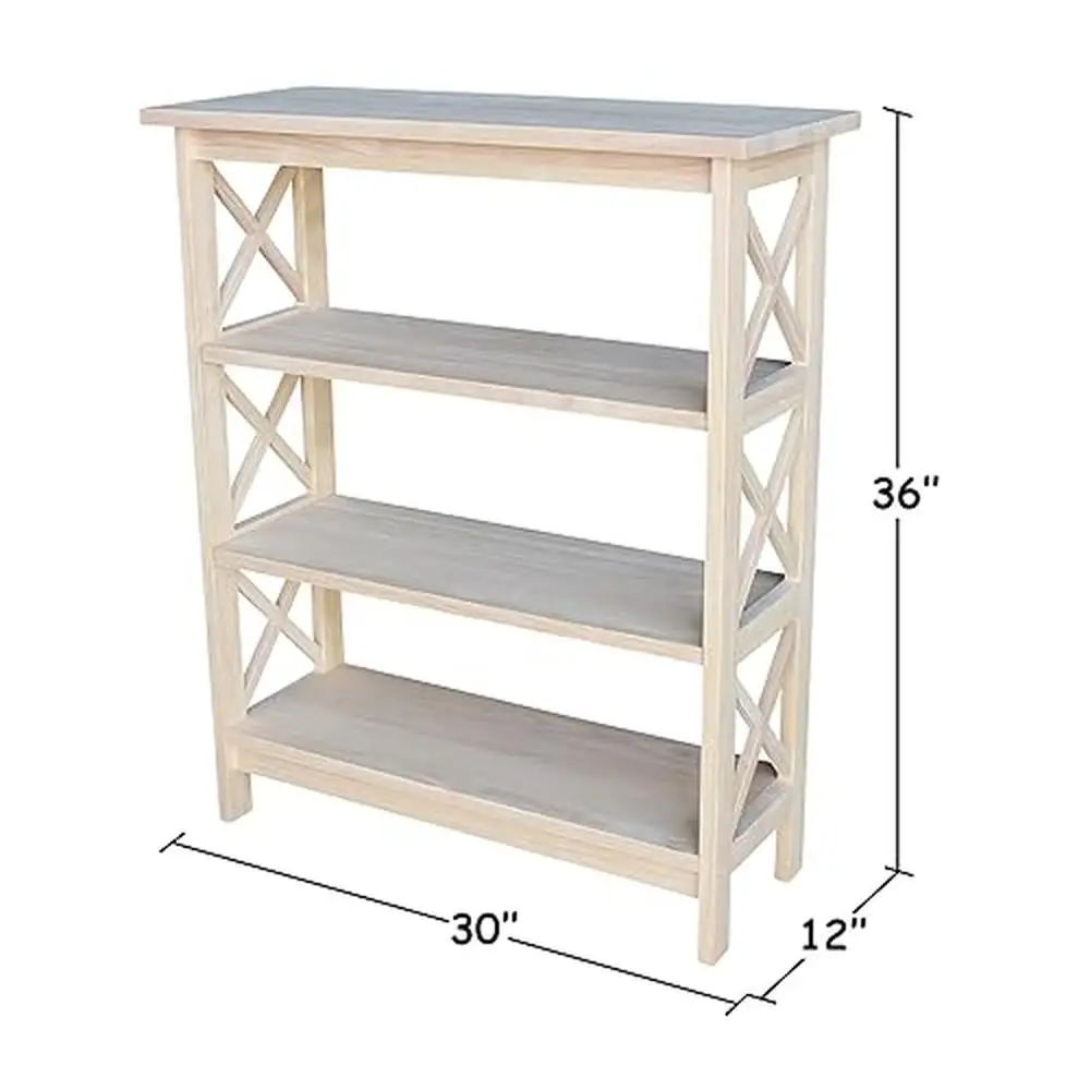 3-Tier Rectangular Farmhouse Wood Bookcase 30"W x 12"D x 36"H Eco-Friendly Shelf