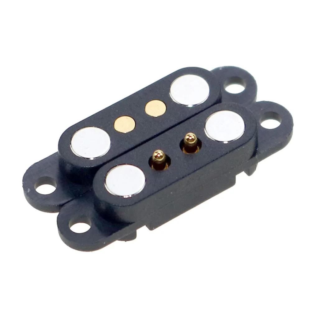 New Magnetic Pogo Pin Connector 2Pin Pitch 2.8 MM Spring Loaded Pogopin Male Female Contact DC Power Socket with screw holes