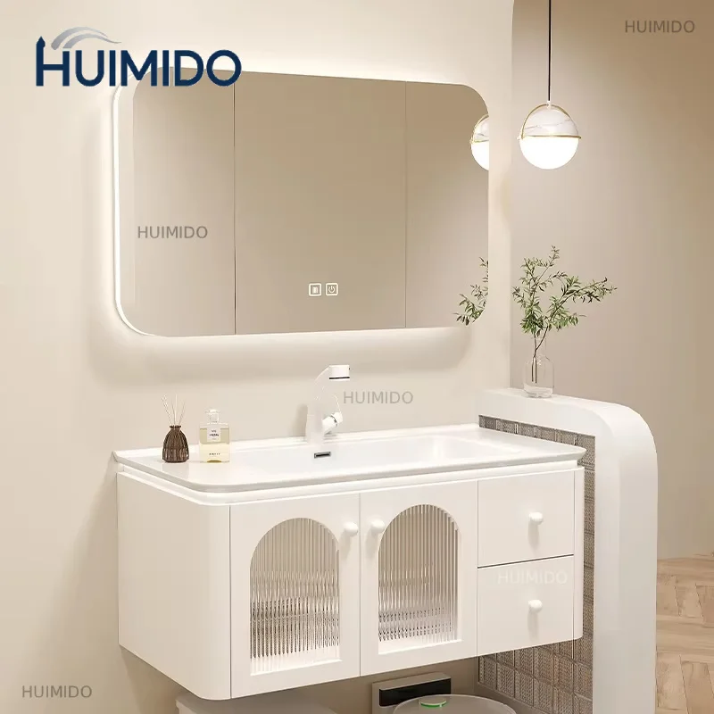 Modern Light Cream Wind Oak Bathroom Cabinet French Tall Toilet Organizer Desk Storage Gabinete Para Banheiro