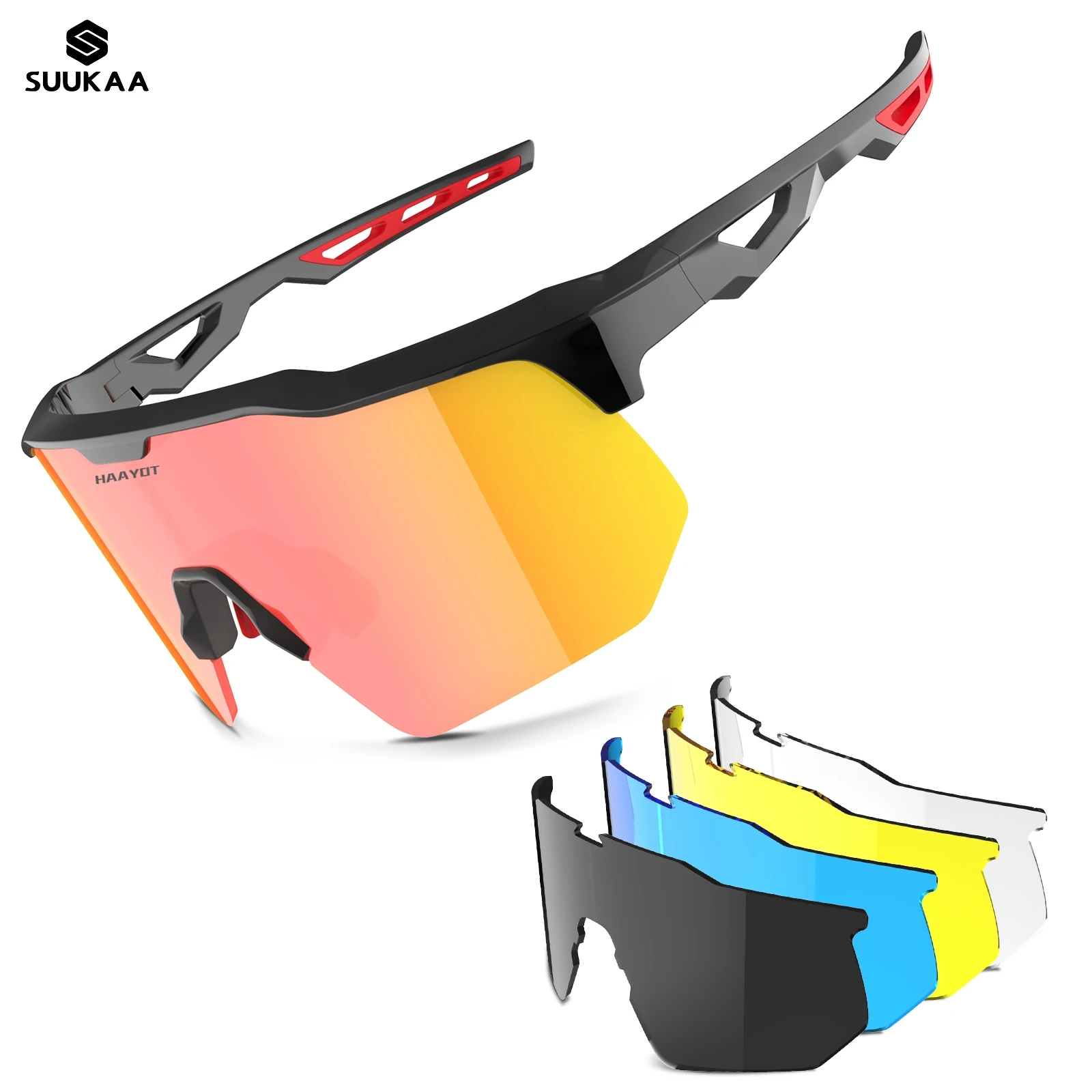 Riding Cycling UV400 Sunglasses MTB Polarized Sports Cycling Glasses Goggles Bicycle Mountain Bike 5 Lens For Men's Women