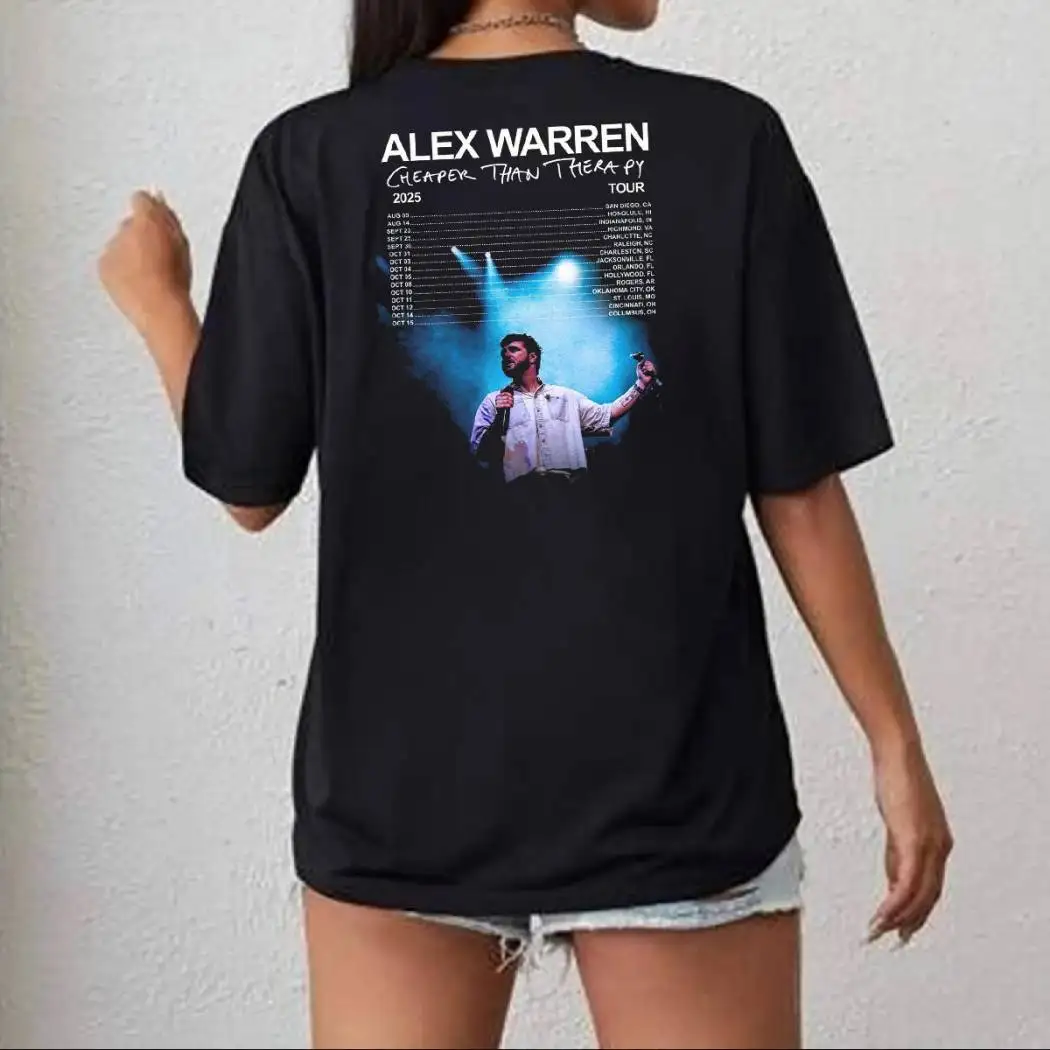 أليكس وارن أرخص من العلاج جولة حول العالم تي شيرت المتضخم الرجال الشارع الهيب هوب Y2k قصيرة الأكمام عادية فضفاض القطن الثقيل تيز #3