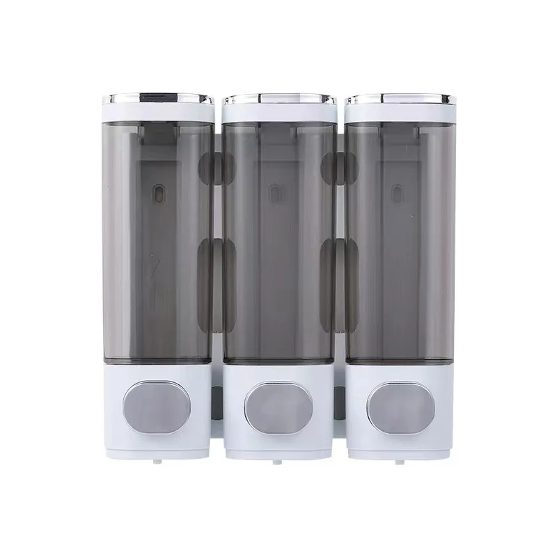 Homefish White Three Head Wall Mounted Liquid Soap Dispenser Bathroom Shower Gel Shampoo Hand Sanitizer Holder