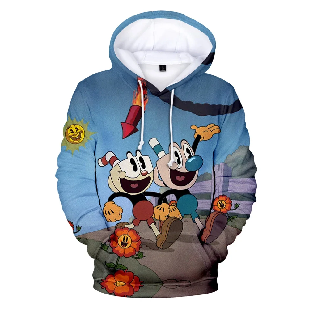 The Cuphead Show هوديس ثلاثية الأبعاد يطبع للجنسين موضة البلوز البلوز المسلسلات التلفزيونية الشارع الشهير رياضية الرجال الملابس Harajuku