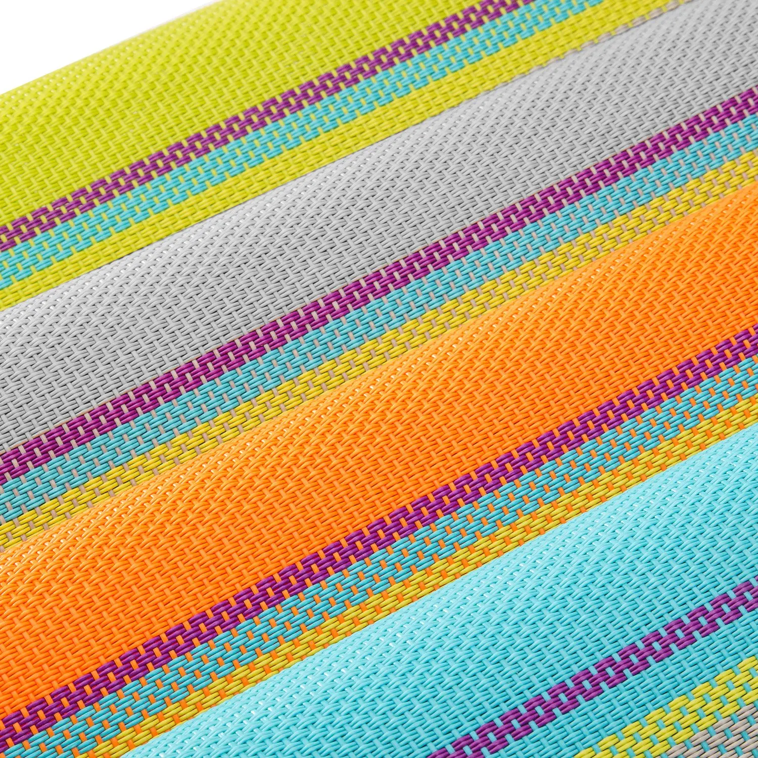 Woven Vinyl Placemats Set of 4,Colorful Stripe Place Mats,Reversible,Wipeable,Durable, PVC, Heat Resistant, Tablemats for Table