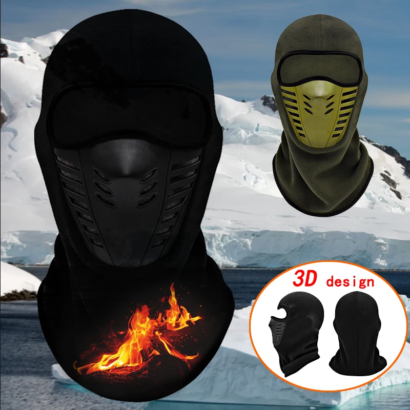 Balaclava Motorcycle Full Face Mask Winter Breathable Neck Helmet Mask Skiing Fishing Cycling Bike Scarf Hat Velvet Helmet Hood