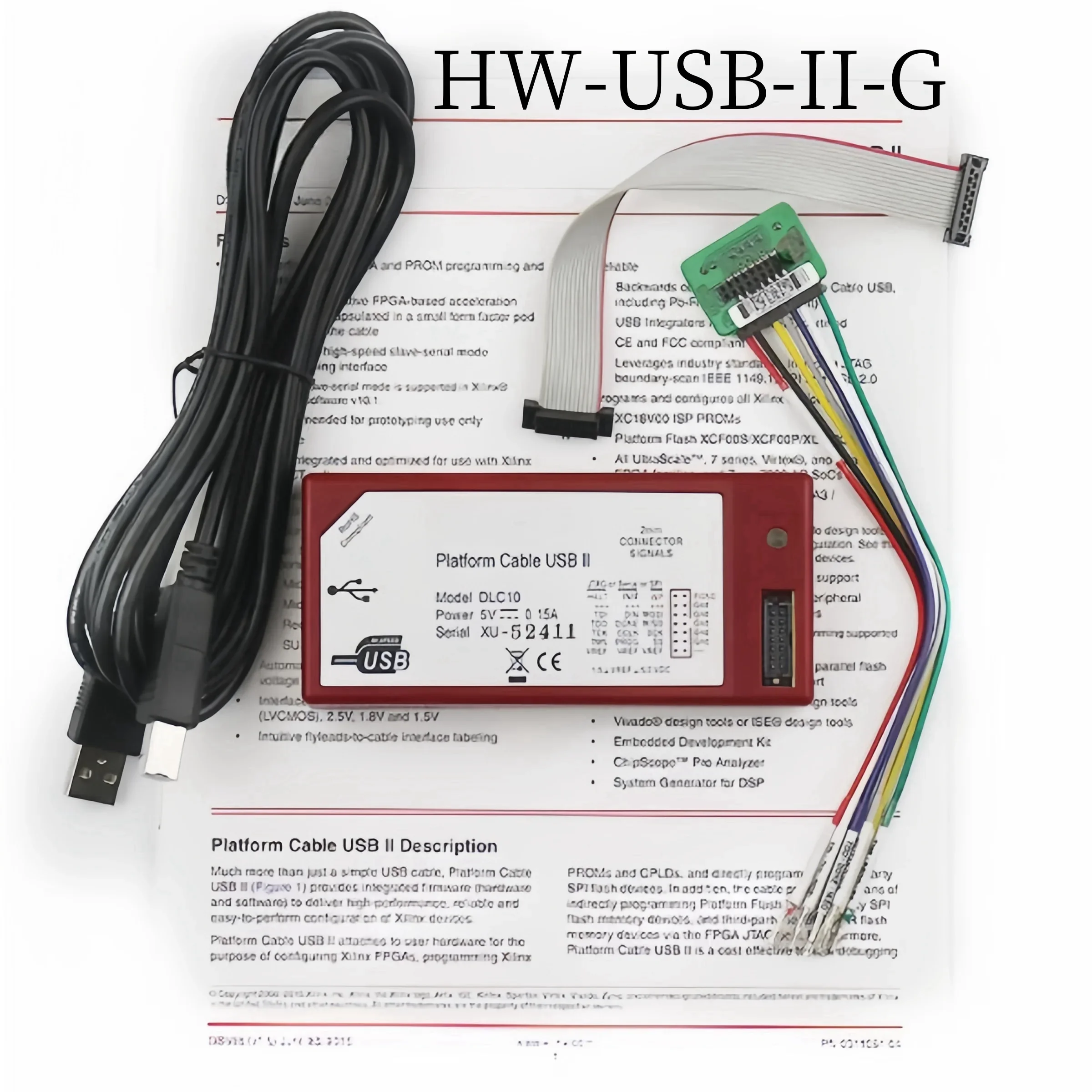 RoRuSXilinx Downloader HW-USB-II-G Xilinx DLC10 Platform Cable USB JTAG Cable