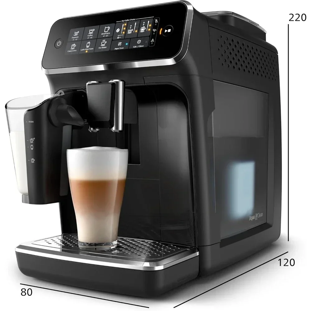 3200 Series Fully Automatic Espresso Machine - LatteGo Milk System, 5 Coffee Varieties, Intuitive Touch Display