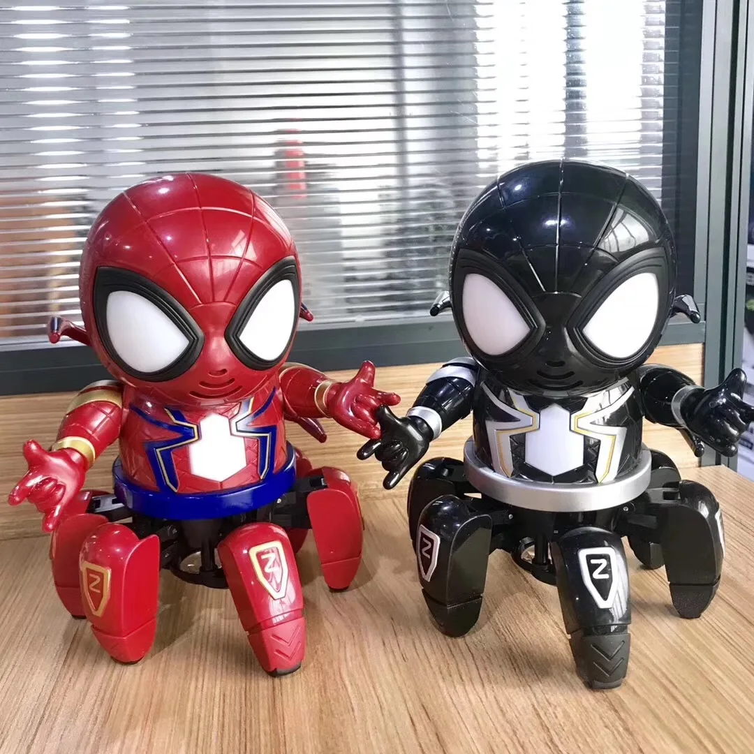 Anime Spider Man Robot Toys Action Figure Luminescence Dance Music Funny Six Claw Spider Man Kids Pleasantly Surprised Gifts