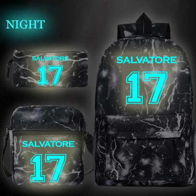 Luminous The Vampire Diaries 3pcs Backpack Boy Student School Bags Computer Laptop Bagpack Outdoor Waterproof Backpacks Mochila