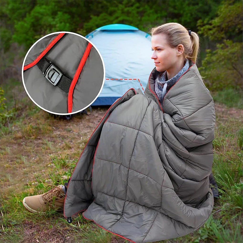 New Portable Camping Blanket Buttons Poncho Liner Military Accessories Ultralight Outdoor Travel Sleeping Pad Quilt Mat Hiking