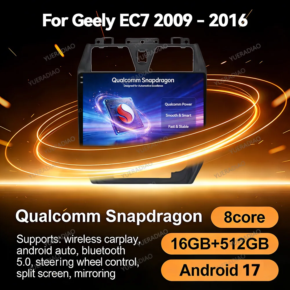 Android 17 Car Radio For Geely Emgrand EC7 1 2009 - 2016 Multimedia Stereo Video Player QLED GPS NAVI 4G LTE 5G WIFI BT 2DIN